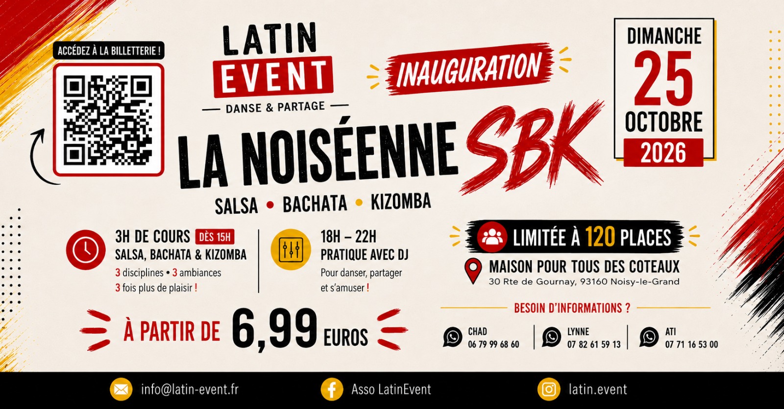 Flyer de l’inauguration La Noiséenne SBK – 25 octobre 2026 à Noisy-le-Grand